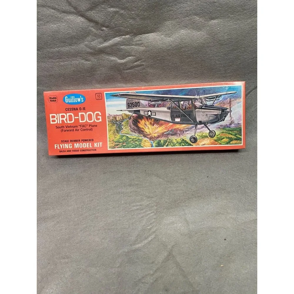 VINTAGE GUILLOW'S CESSNA O-IE BIRD-DOG FLYING MOEL KIT BALSA & TISSUE NOS